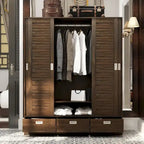 Armoire de rangement  avec tiroirs, tringle de suspension Marron