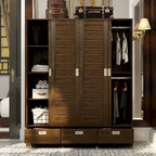 Armoire de rangement  avec tiroirs, tringle de suspension Marron