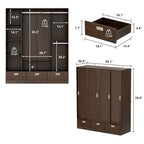 Armoire de rangement  avec tiroirs, tringle de suspension Marron