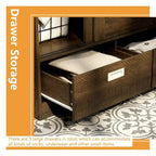 Armoire de rangement  avec tiroirs, tringle de suspension Marron