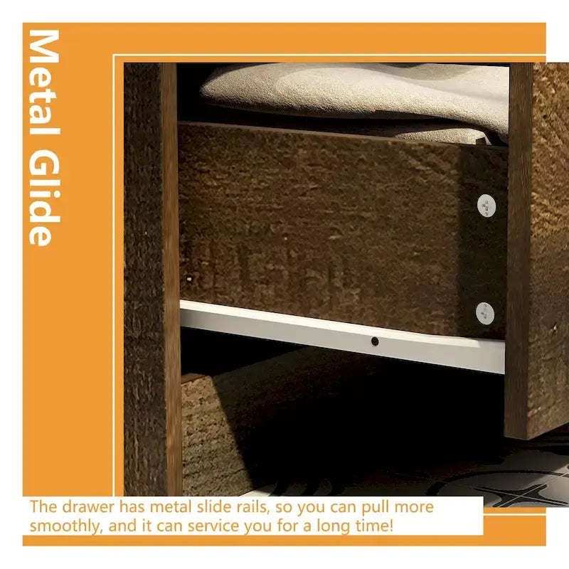 Armoire de rangement Clo avec tiroirs, tringle de suspension Marron