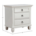 Table de chevet 3 tiroirs en pin blanc