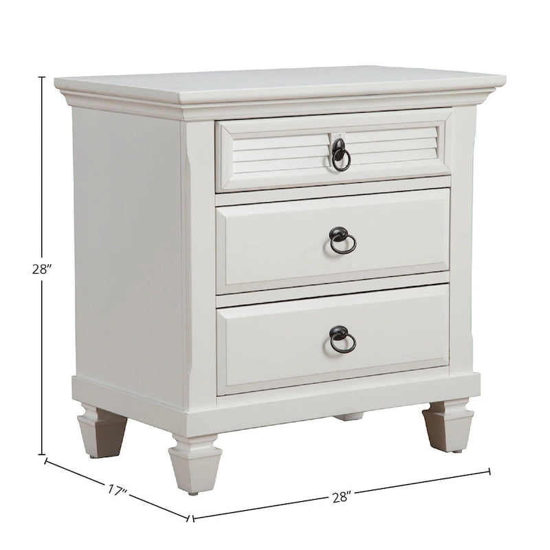 Table de chevet 3 tiroirs en pin blanc