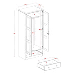 Armoire-penderie flexible 100% bois massif avec poignées en métal ou en bois