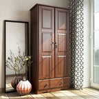 Armoire-penderie flexible 100% bois massif avec poignées en métal ou en bois