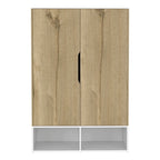 Armoire deux portes avec deux étagères ouvertes, cinq étagères et une tringle de penderie - N/A