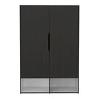 Armoire deux portes avec deux étagères ouvertes, cinq étagères et une tringle de penderie - N/A