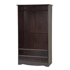 Armoire de garde-robe intelligente 100 % en bois massif avec 2 tiroirs, poignées en métal ou en bois