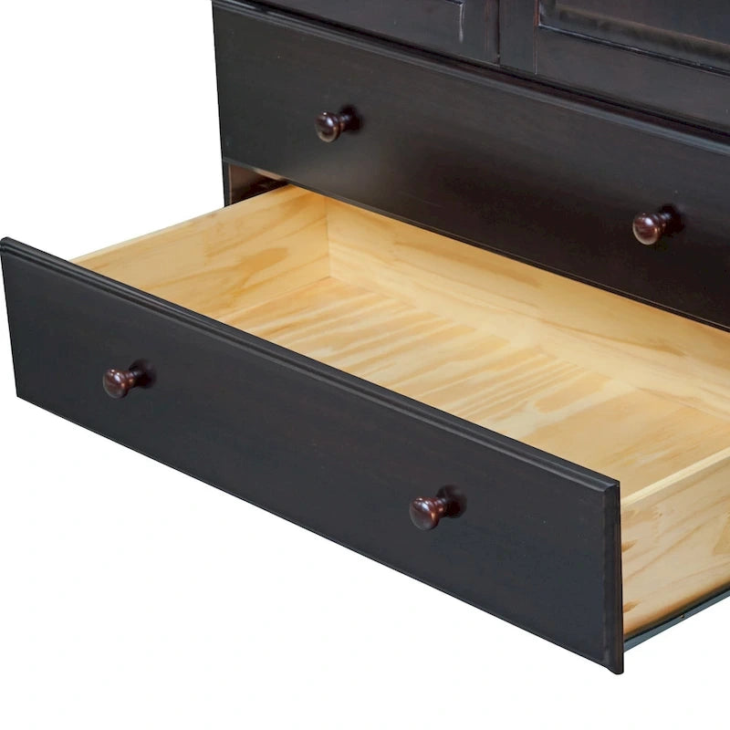 Armoire de garde-robe intelligente 100 % en bois massif avec 2 tiroirs, poignées en métal ou en bois