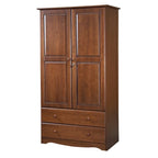 Armoire de garde-robe intelligente 100 % en bois massif avec 2 tiroirs, poignées en métal ou en bois