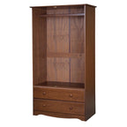 Armoire de garde-robe intelligente 100 % en bois massif avec 2 tiroirs, poignées en métal ou en bois
