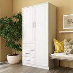  100% Solid Wood Metro Wardrobe Armoire with Solid Wood or Mirrored Doors