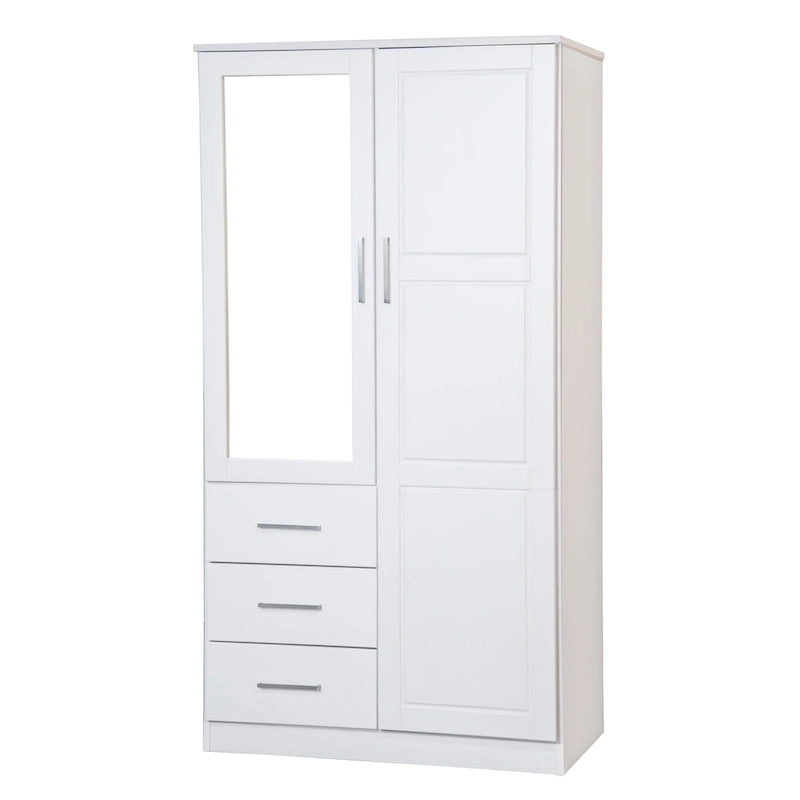 Armoire-penderie Metro 100 % bois massif avec portes en bois massif ou portes miroir