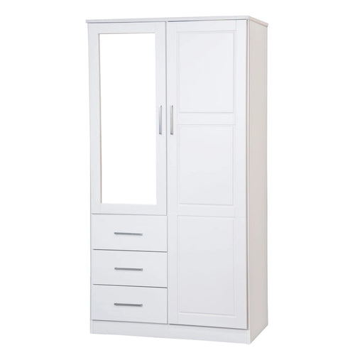 Armoire-penderie Metro 100 % bois massif avec portes en bois massif ou portes miroir
