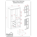 Armoire-penderie  100 % bois massif avec portes en bois massif ou portes miroir