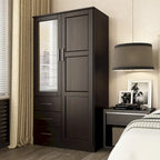 Armoire-penderie  100 % bois massif avec portes en bois massif ou portes miroir