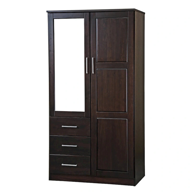Armoire-penderie Metro 100 % bois massif avec portes en bois massif ou portes miroir