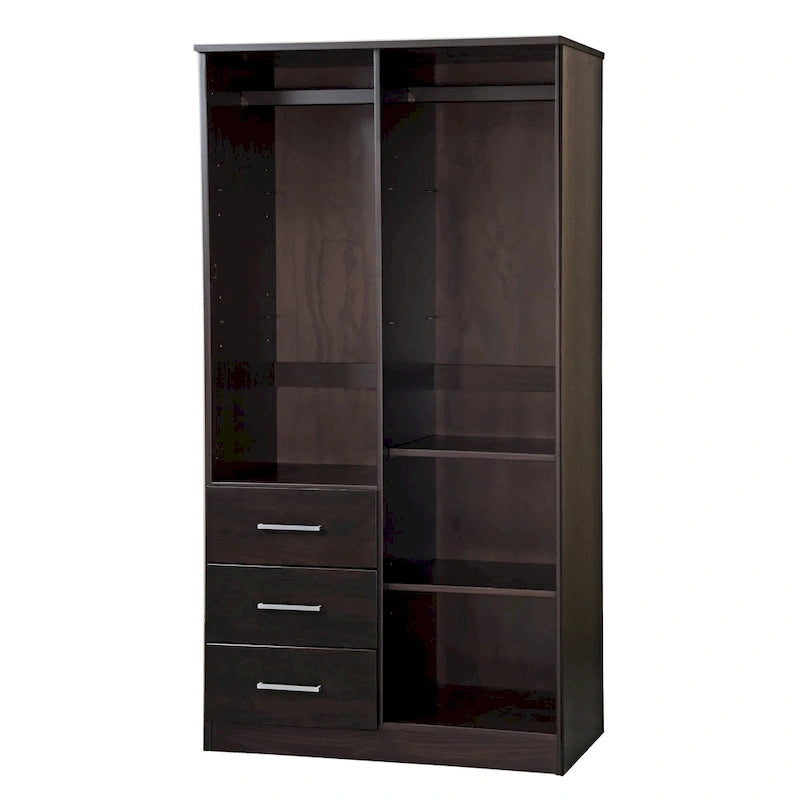 Armoire-penderie Metro 100 % bois massif avec portes en bois massif ou portes miroir