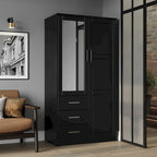 Armoire-penderie  100 % bois massif avec portes en bois massif ou portes miroir