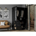 Armoire-penderie  100 % bois massif avec portes en bois massif ou portes miroir