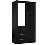 Armoire-penderie  100 % bois massif avec portes en bois massif ou portes miroir
