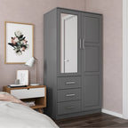Armoire-penderie  100 % bois massif avec portes en bois massif ou portes miroir
