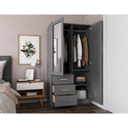 Armoire-penderie  100 % bois massif avec portes en bois massif ou portes miroir