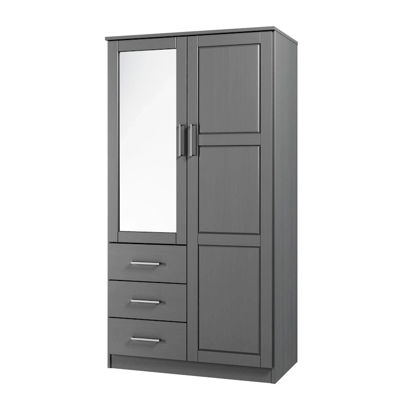 Armoire-penderie Metro 100 % bois massif avec portes en bois massif ou portes miroir