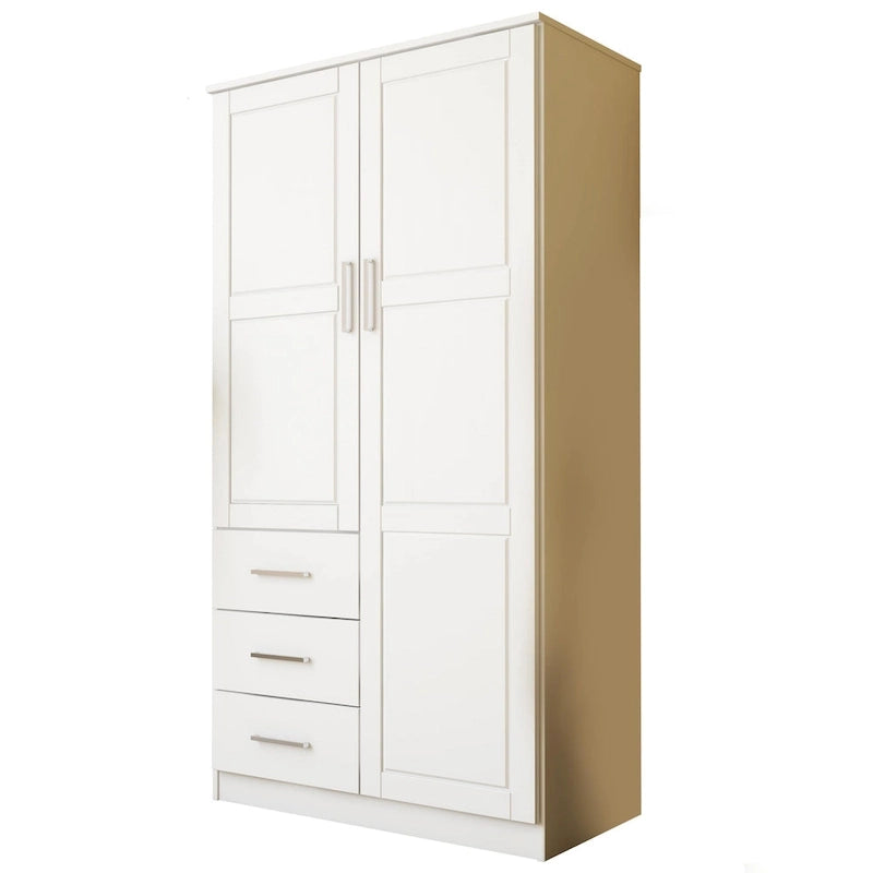Armoire-penderie Metro 100 % bois massif avec portes en bois massif ou portes miroir