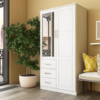 Armoire-penderie  100 % bois massif avec portes en bois massif ou portes miroir