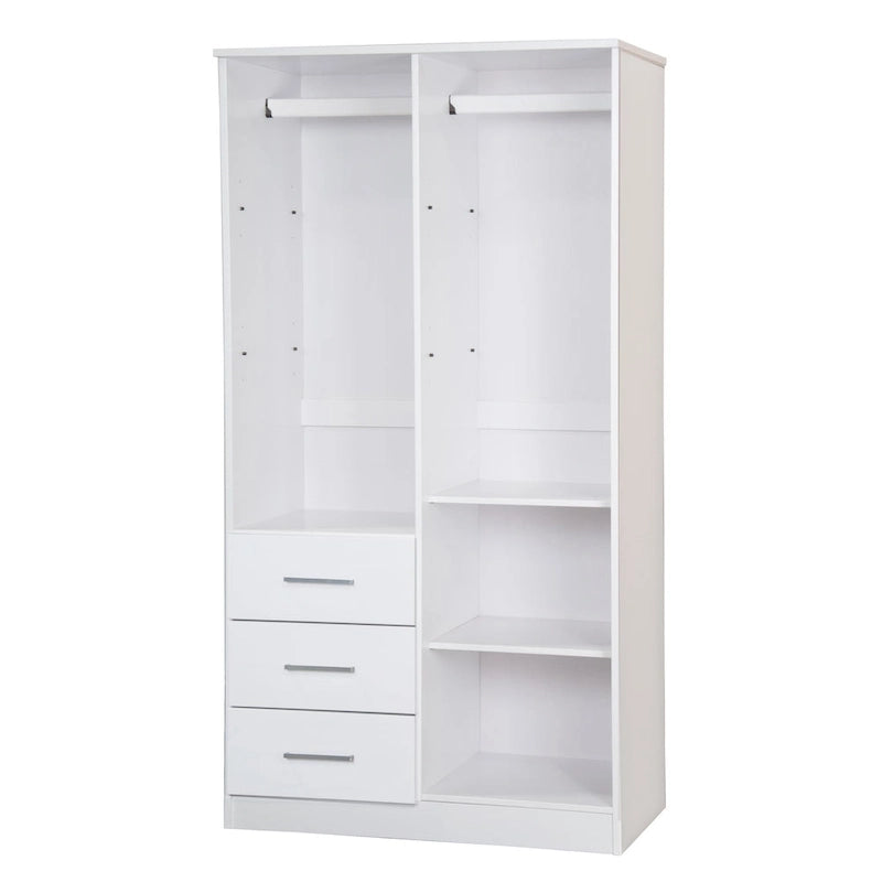 Armoire-penderie Metro 100 % bois massif avec portes en bois massif ou portes miroir