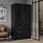 Armoire-penderie  100 % bois massif avec portes en bois massif ou portes miroir