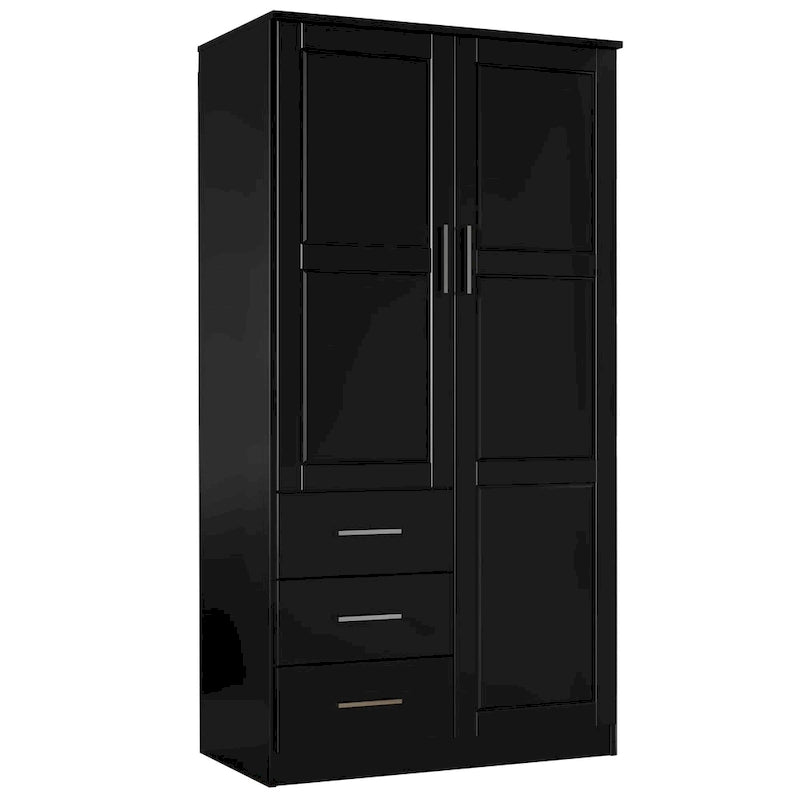 Armoire-penderie Metro 100 % bois massif avec portes en bois massif ou portes miroir
