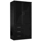 Armoire-penderie  100 % bois massif avec portes en bois massif ou portes miroir