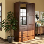 Armoire-penderie  100 % bois massif avec portes en bois massif ou portes miroir
