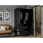 Armoire-penderie  100 % bois massif avec portes en bois massif ou portes miroir