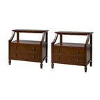 Table de chevet à 2 tiroirs avec prises intégrées et tablette coulissante (lot de 2)
