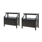 Table de chevet à 2 tiroirs avec prises intégrées et tablette coulissante (lot de 2)