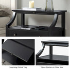 Table de chevet à 2 tiroirs avec prises intégrées et tablette coulissante (lot de 2)