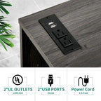 Classeur en bois avec station de recharge Classeur mobile latéral verrouillable Compatible avec les fichiers de format A4, Lettre, Légal
