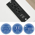 Classeur en bois avec station de recharge Classeur mobile latéral verrouillable Compatible avec les fichiers de format A4, Lettre, Légal
