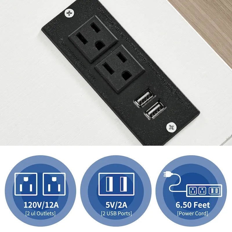 Classeur en bois avec station de recharge Classeur mobile latéral verrouillable Compatible avec les fichiers de format A4, Lettre, Légal