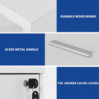 Classeur en bois avec station de recharge Classeur mobile latéral verrouillable Compatible avec les fichiers de format A4, Lettre, Légal