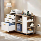 Classeur en bois avec station de recharge Classeur mobile latéral verrouillable Compatible avec les fichiers de format A4, Lettre, Légal