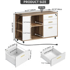 Classeur en bois avec station de recharge Classeur mobile latéral verrouillable Compatible avec les fichiers de format A4, Lettre, Légal