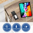 Classeur en bois avec station de recharge Classeur mobile latéral verrouillable Compatible avec les fichiers de format A4, Lettre, Légal