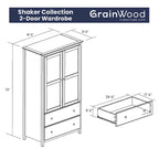 Armoire 2 portes en bois massif - 41x72x22