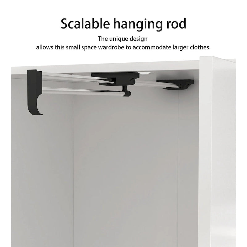 Armoire penderie avec miroir et tringle télescopique (gain de place)