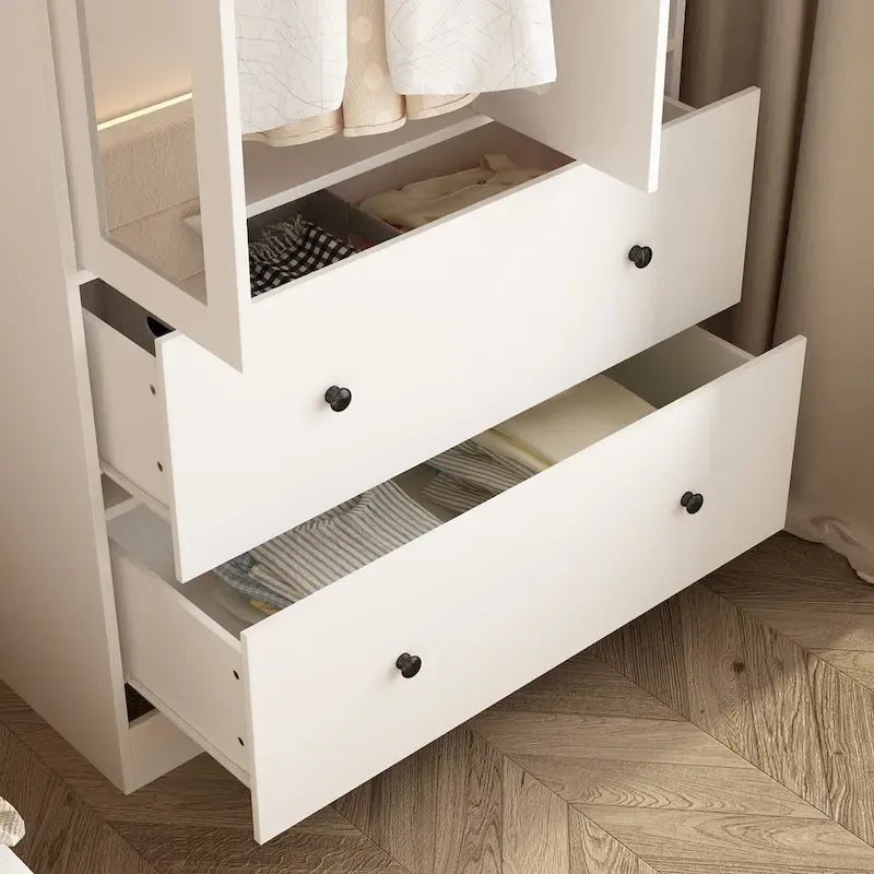 Armoire penderie avec miroir et tringle télescopique (gain de place)