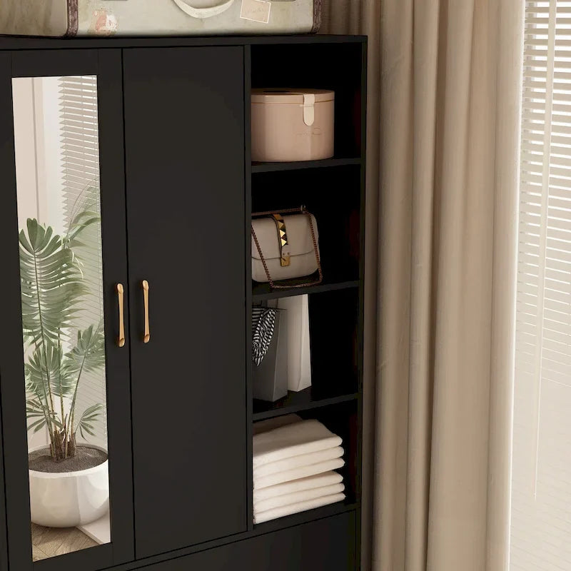 Armoire penderie avec miroir et tringle télescopique (gain de place)